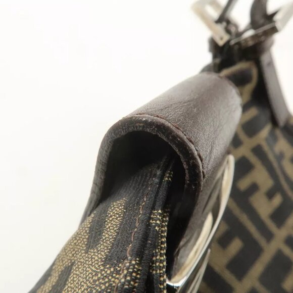 Authentic FENDI Zucca Canvas Leather Shoulder - Picture 6 of 16